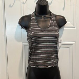 American Eagle Outfitters Black and White Crop Tank Top